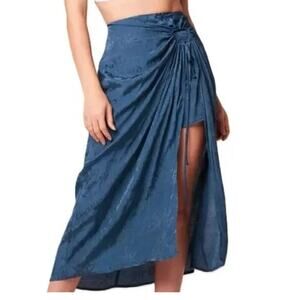 Women's Band of the Free Celene Deep Teal Floral Embossed Midi Skrt - M